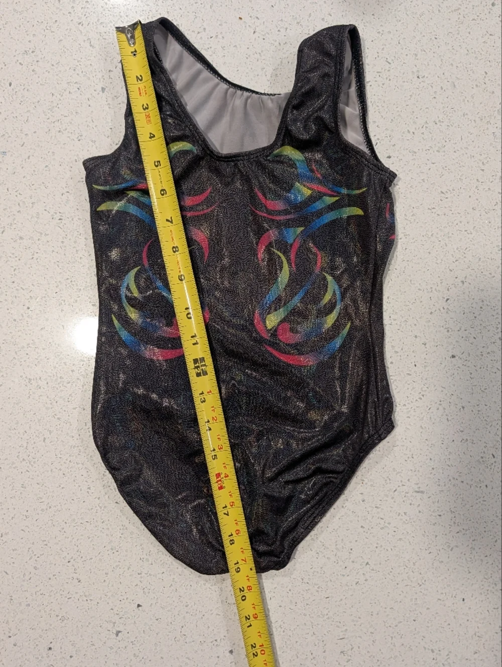 BEAUTIFUL GK Elite CM medium Gymnastics Dance Leotard HOLOGRAPHIC RAINBOW SWIRLS - Picture 2 of 4